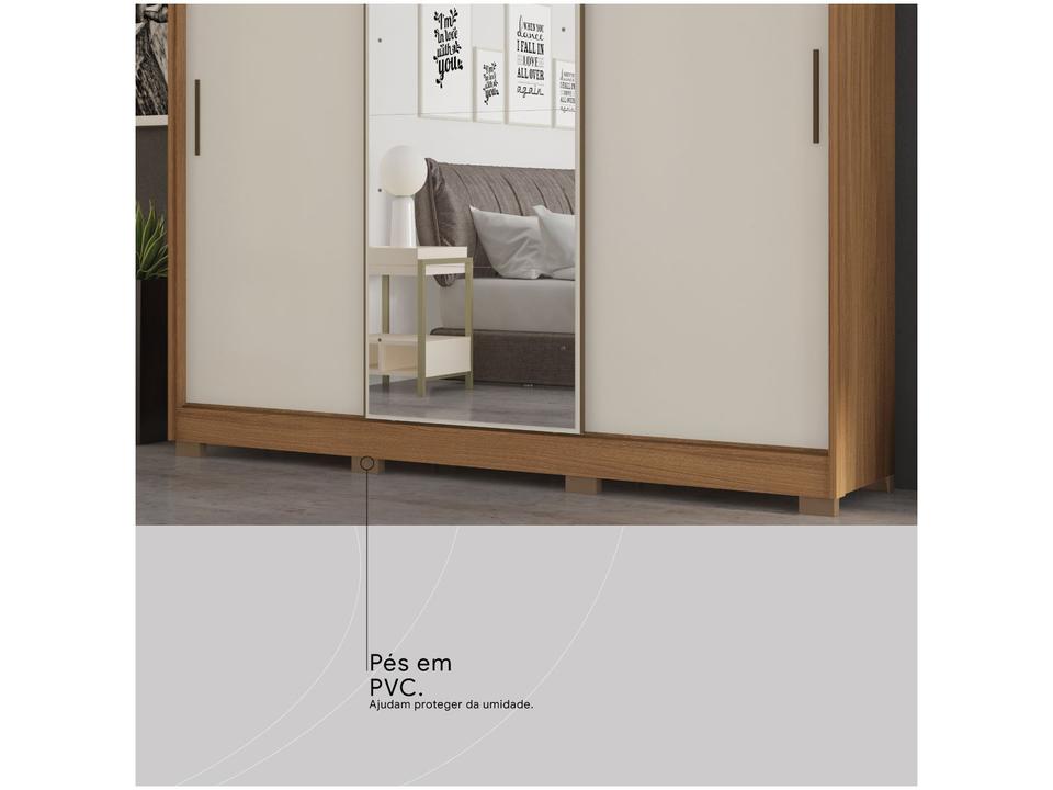 Guarda-roupa Casal com Espelho 3 Portas de Correr 6 Gavetas Demóbile Londres - 12