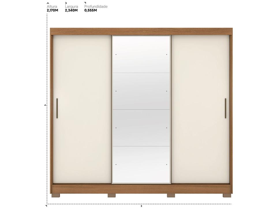 Guarda-roupa Casal com Espelho 3 Portas de Correr 6 Gavetas Demóbile Londres - 19