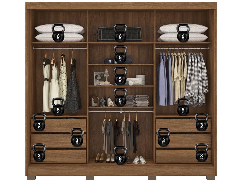 Guarda-roupa Casal com Espelho 3 Portas de Correr 6 Gavetas Demóbile Londres - 20