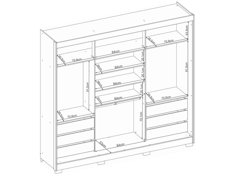 Guarda-roupa Casal com Espelho 3 Portas de Correr 6 Gavetas Demóbile Londres - 22