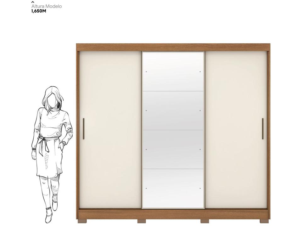 Guarda-roupa Casal com Espelho 3 Portas de Correr 6 Gavetas Demóbile Londres - 21