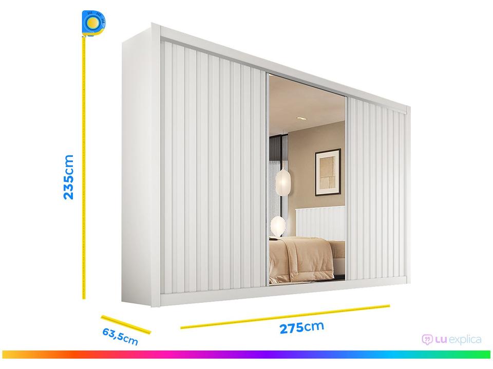 Guarda-roupa Casal com Espelho 3 Portas de Correr - 2