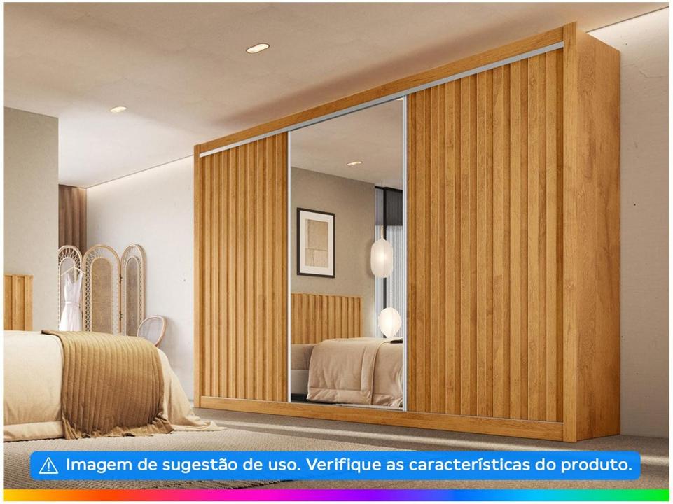 Guarda-roupa Casal com Espelho 3 Portas de Correr - 3