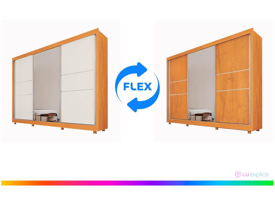 Guarda-roupa Casal com Espelho 3 Portas de Correr - 1