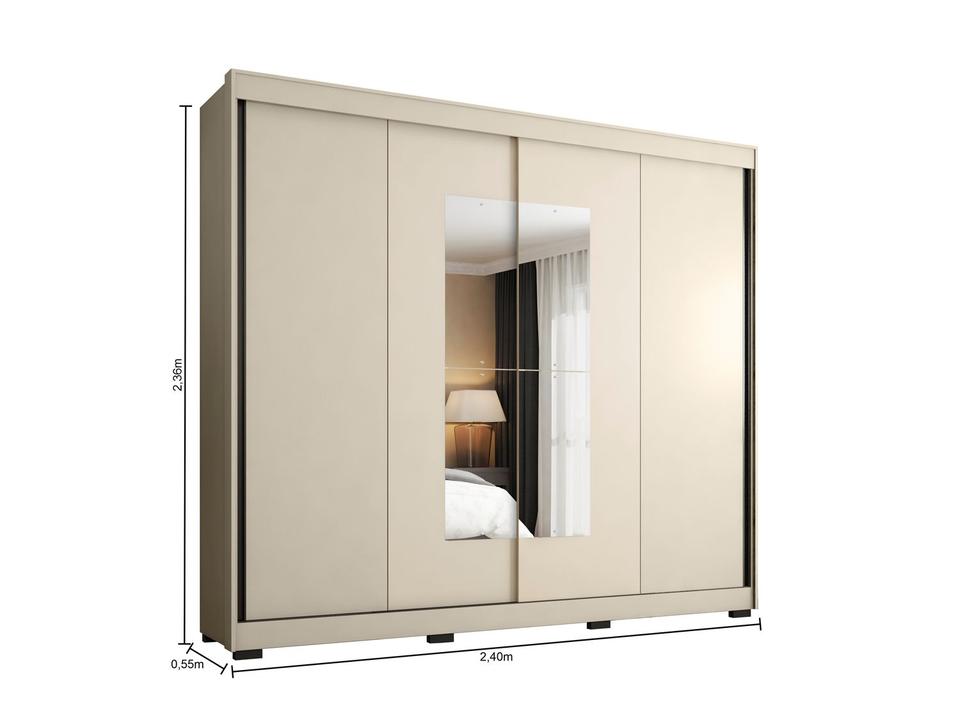 Guarda-roupa Casal com Espelho 4 Gavetas 2 Portas de Correr Araplac Benfica - 15