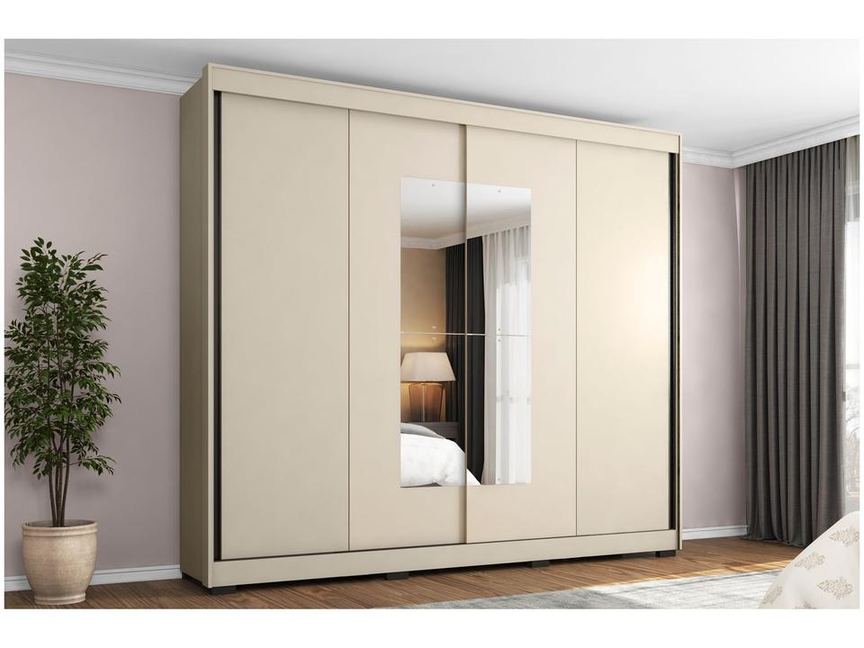 Guarda-roupa Casal com Espelho 4 Gavetas 2 Portas de Correr Araplac Benfica - 5