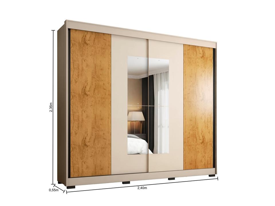 Guarda-roupa Casal com Espelho 4 Gavetas 2 Portas de Correr Araplac Benfica - 16