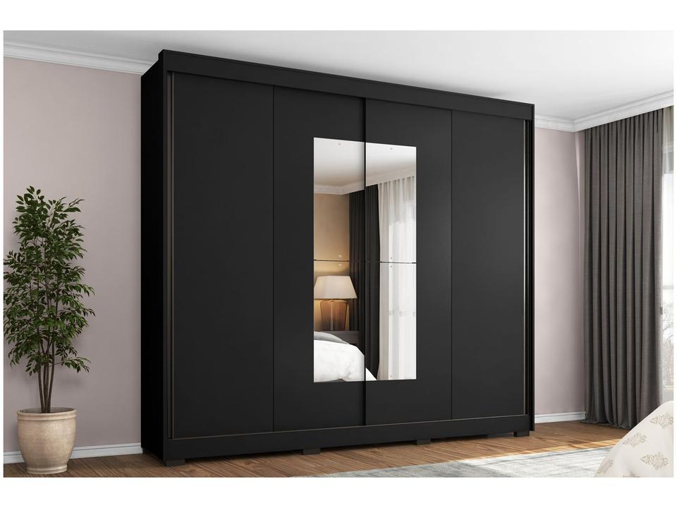 Guarda-roupa Casal com Espelho 4 Gavetas 2 Portas de Correr Araplac Benfica - 5