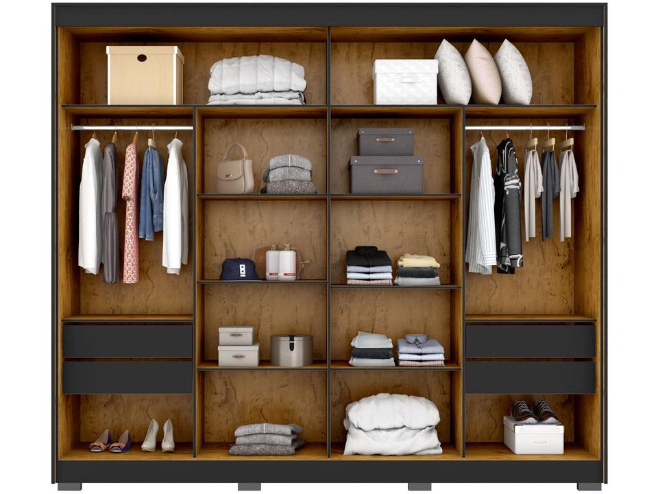 Guarda-roupa Casal com Espelho 4 Gavetas 2 Portas de Correr Araplac Benfica - 9