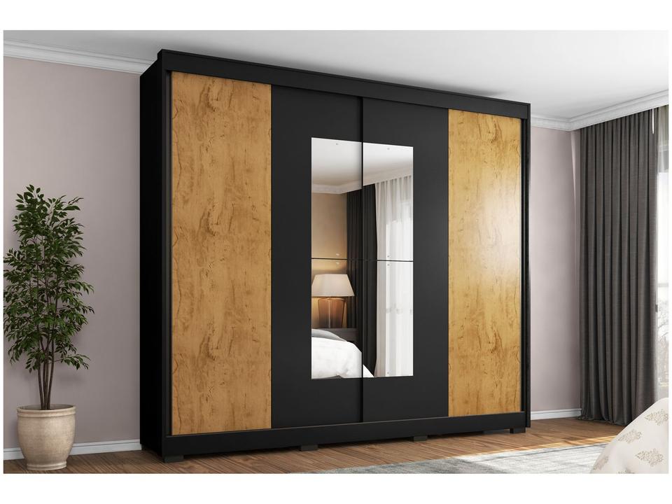 Guarda-roupa Casal com Espelho 4 Gavetas 2 Portas de Correr Araplac Benfica - 6