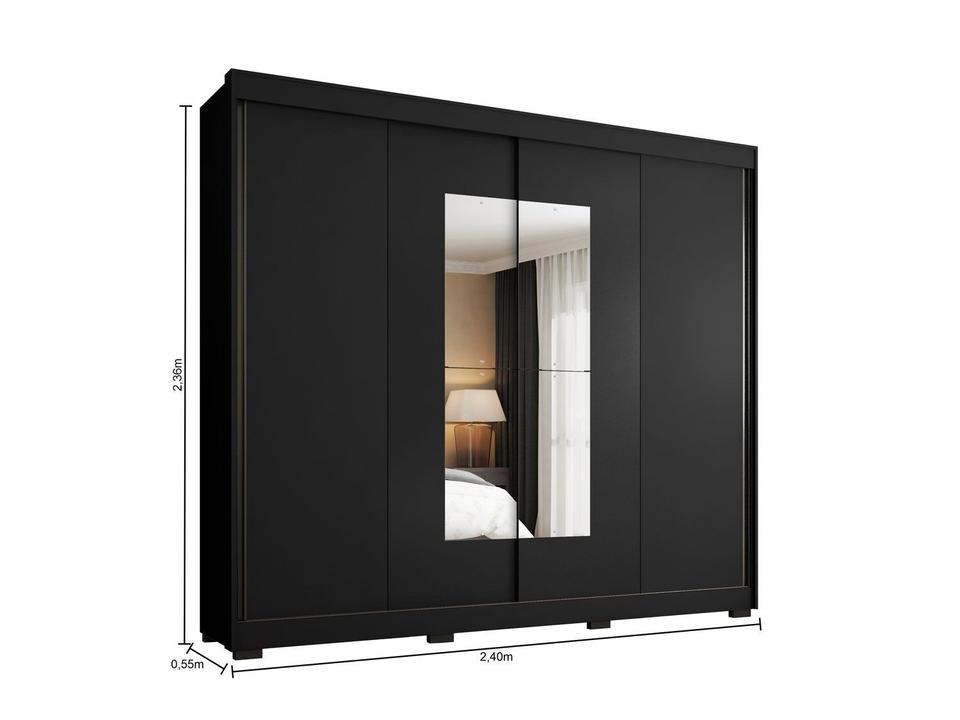 Guarda-roupa Casal com Espelho 4 Gavetas 2 Portas de Correr Araplac Benfica - 15