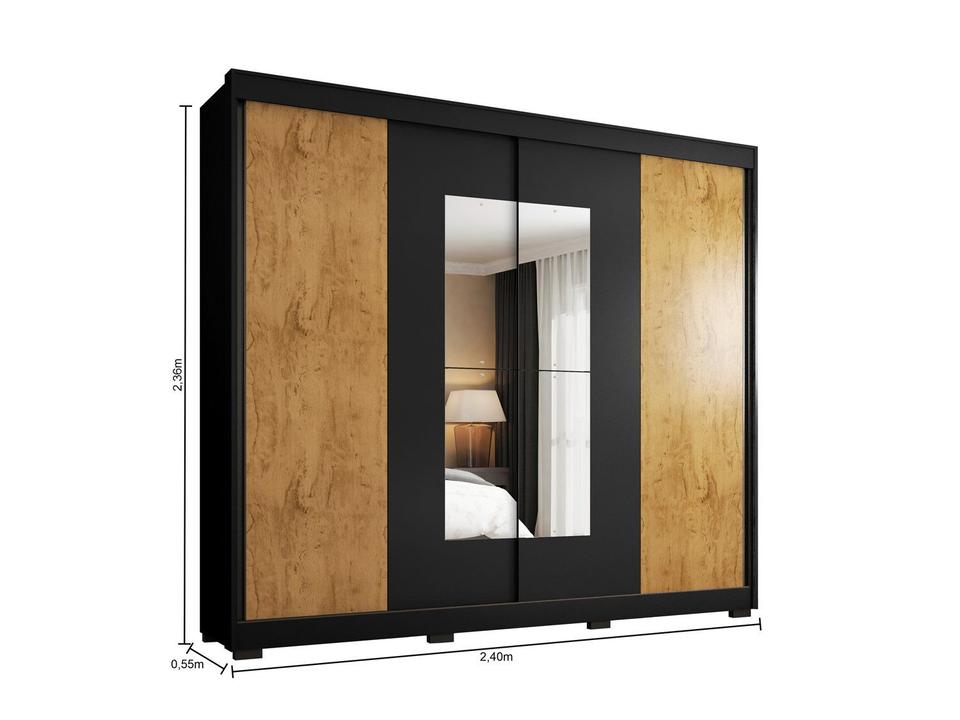 Guarda-roupa Casal com Espelho 4 Gavetas 2 Portas de Correr Araplac Benfica - 16