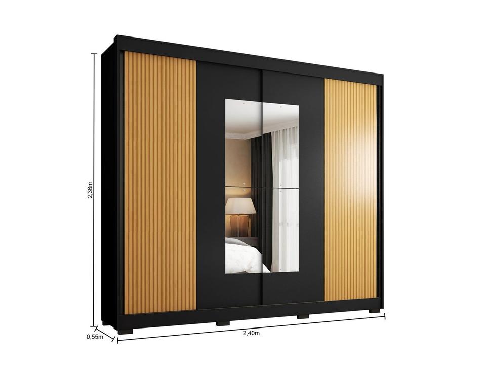 Guarda-roupa Casal com Espelho 4 Gavetas 2 Portas de Correr Araplac Benfica - 14