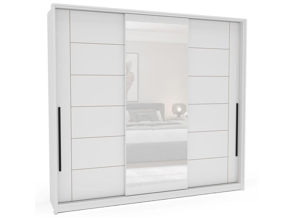 Guarda-roupa Casal com Espelho 4 Gavetas 3 Portas de Correr Politorno Lisboa - 6
