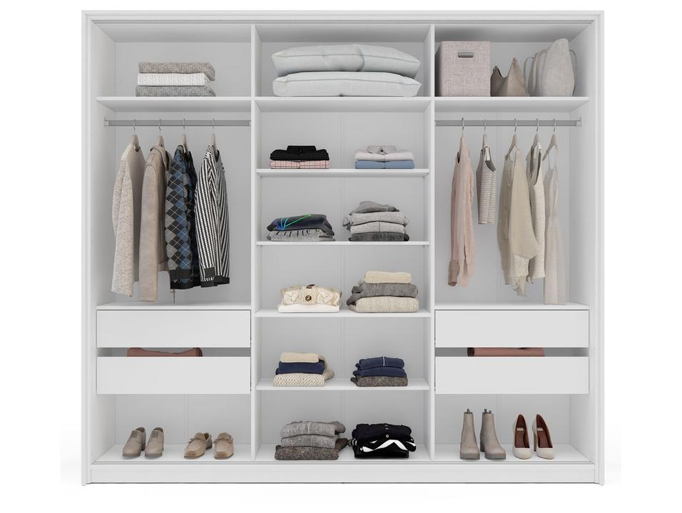 Guarda-roupa Casal com Espelho 4 Gavetas 3 Portas de Correr Politorno Lisboa - 4