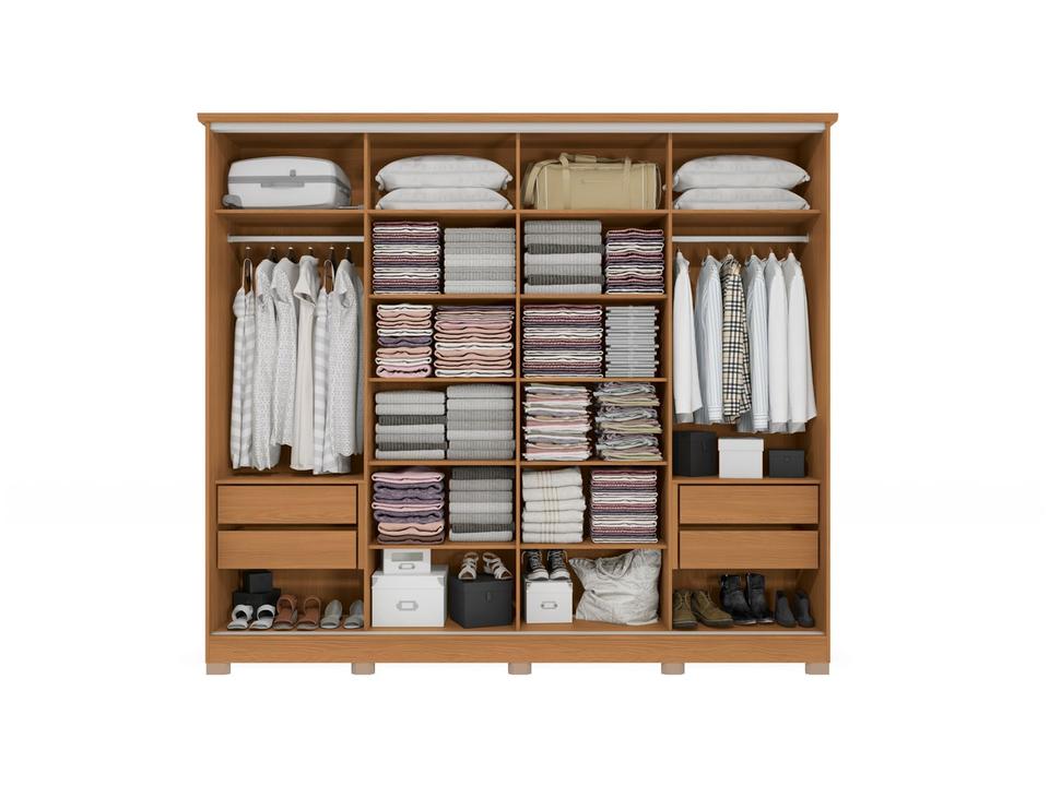 Guarda-roupa Casal com Espelho 4 Gavetas 4 Portas Kappesberg Mônaco II - 3