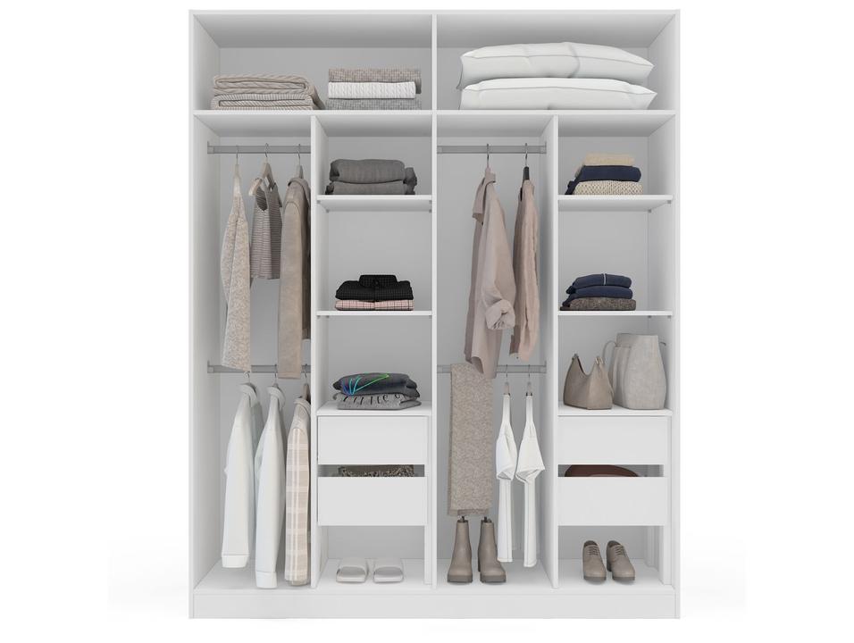 Guarda-roupa Casal com Espelho 4 Gavetas 4 Portas Politorno Porto - 4