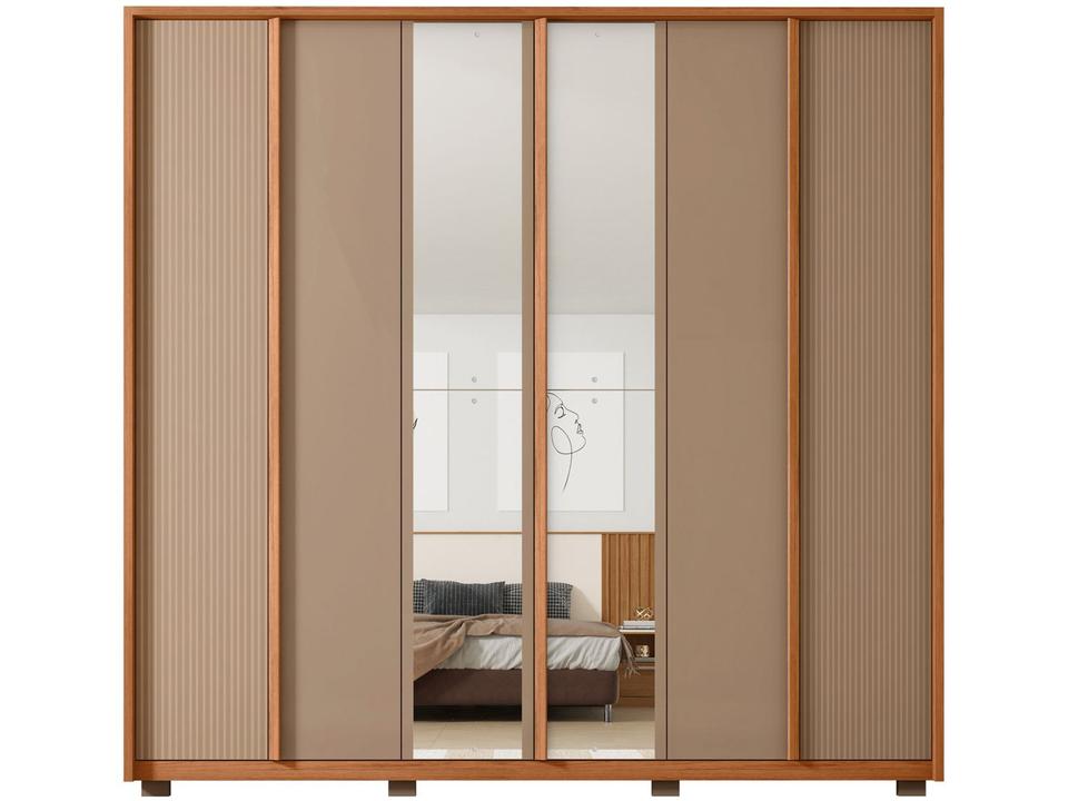 Guarda-roupa Casal com Espelho 4 Gavetas 6 Portas Caemmun Cléo - 6