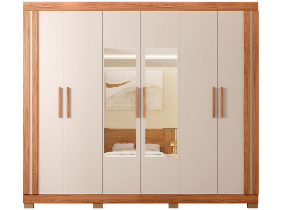 Guarda-roupa Casal com Espelho 4 Gavetas 6 Portas Caemmun Éden - 6