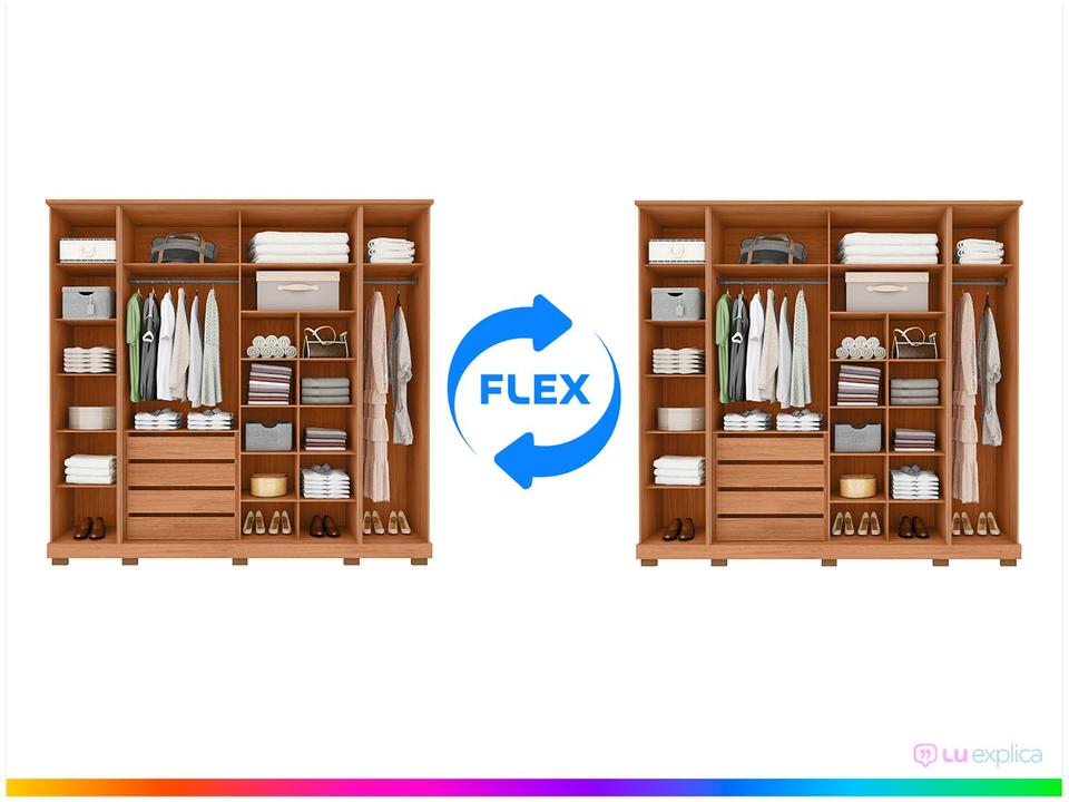 Guarda-roupa Casal com Espelho 4 Gavetas 6 Portas Caemmun Mestre - 1