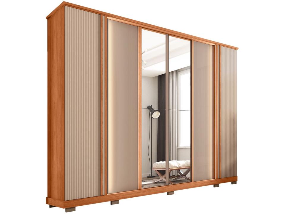 Guarda-roupa Casal com Espelho 4 Gavetas 6 Portas Caemmun Mestre - 6