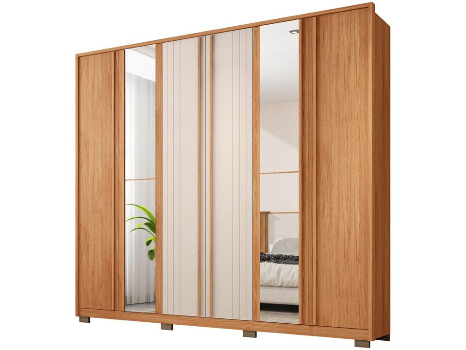 Guarda-roupa Casal com Espelho 4 Gavetas 6 Portas Caemmun Mozart - 5