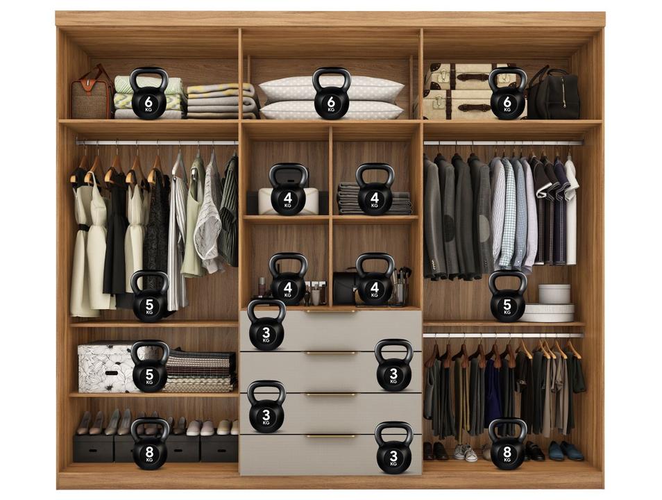 Guarda-roupa Casal com Espelho 4 Gavetas 6 Portas Demobile Giardino - 3