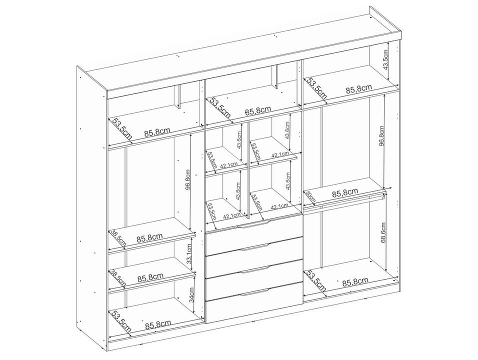 Guarda-roupa Casal com Espelho 4 Gavetas 6 Portas Demobile Giardino - 13