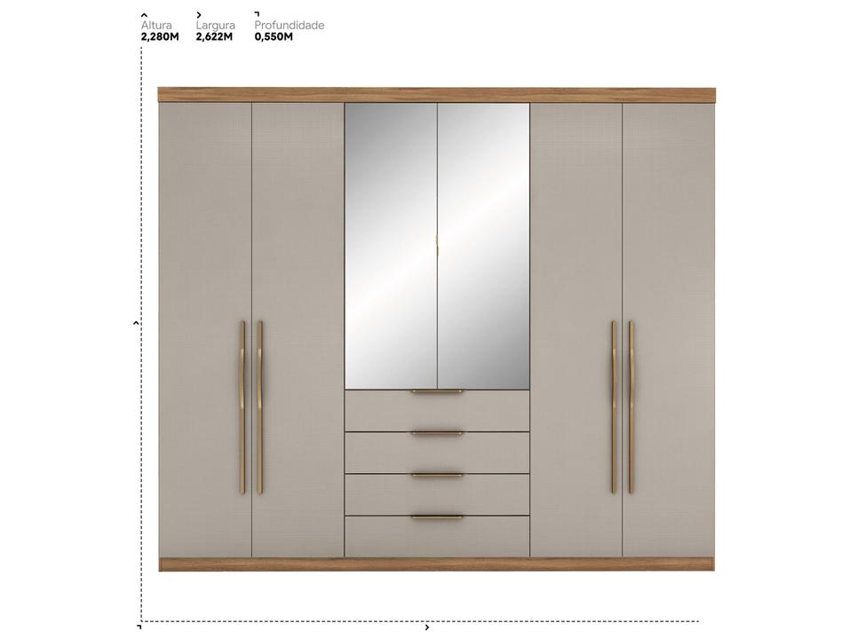 Guarda-roupa Casal com Espelho 4 Gavetas 6 Portas Demobile Giardino - 2