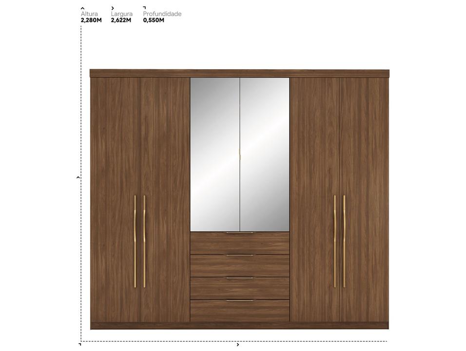 Guarda-roupa Casal com Espelho 4 Gavetas 6 Portas Demobile Giardino - 2