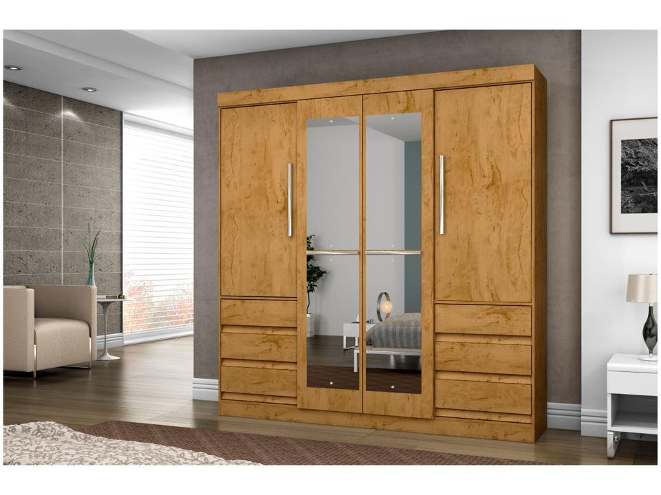 Guarda-roupa Casal com Espelho 4 Portas 6 Gavetas Araplac Atraente Sofia - 3