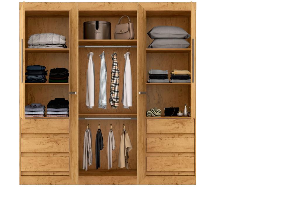 Guarda-roupa Casal com Espelho 4 Portas 6 Gavetas Araplac Atraente Sofia - 5