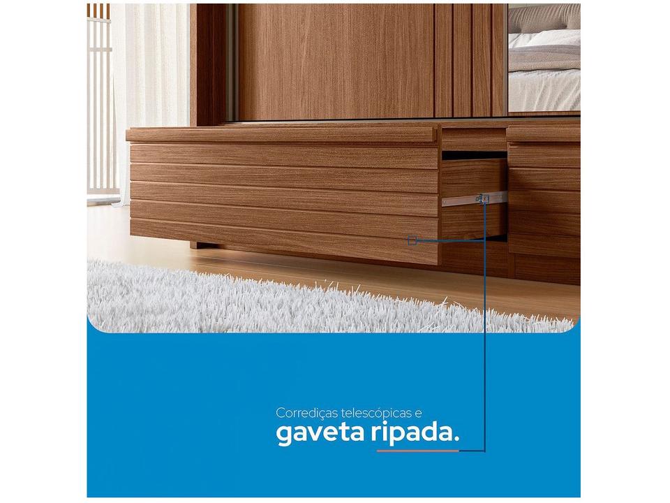 Guarda-roupa Casal com Espelho 5 Gavetas 3 Portas de Correr Santos Andirá Democrata - 6