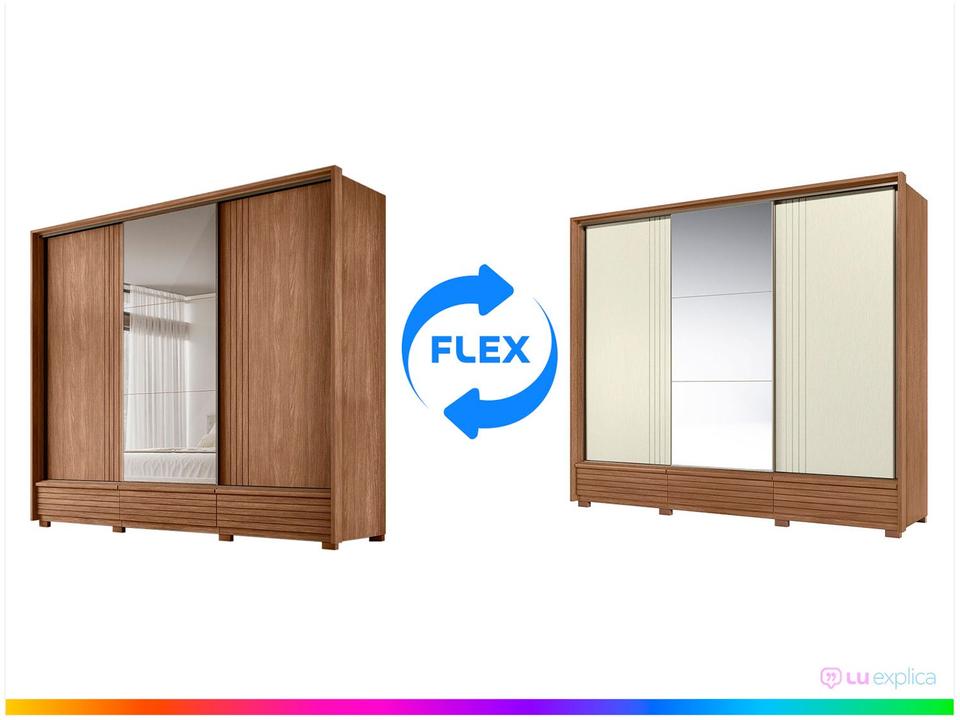 Guarda-roupa Casal com Espelho 5 Gavetas 3 Portas de Correr Santos Andirá Democrata - 1