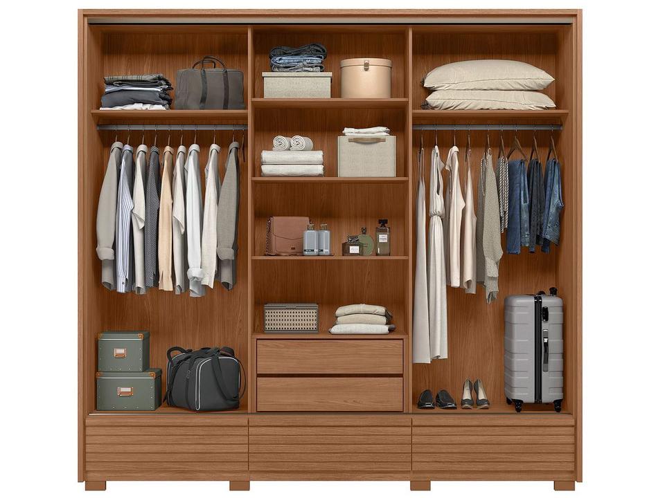 Guarda-roupa Casal com Espelho 5 Gavetas 3 Portas de Correr Santos Andirá Democrata - 5