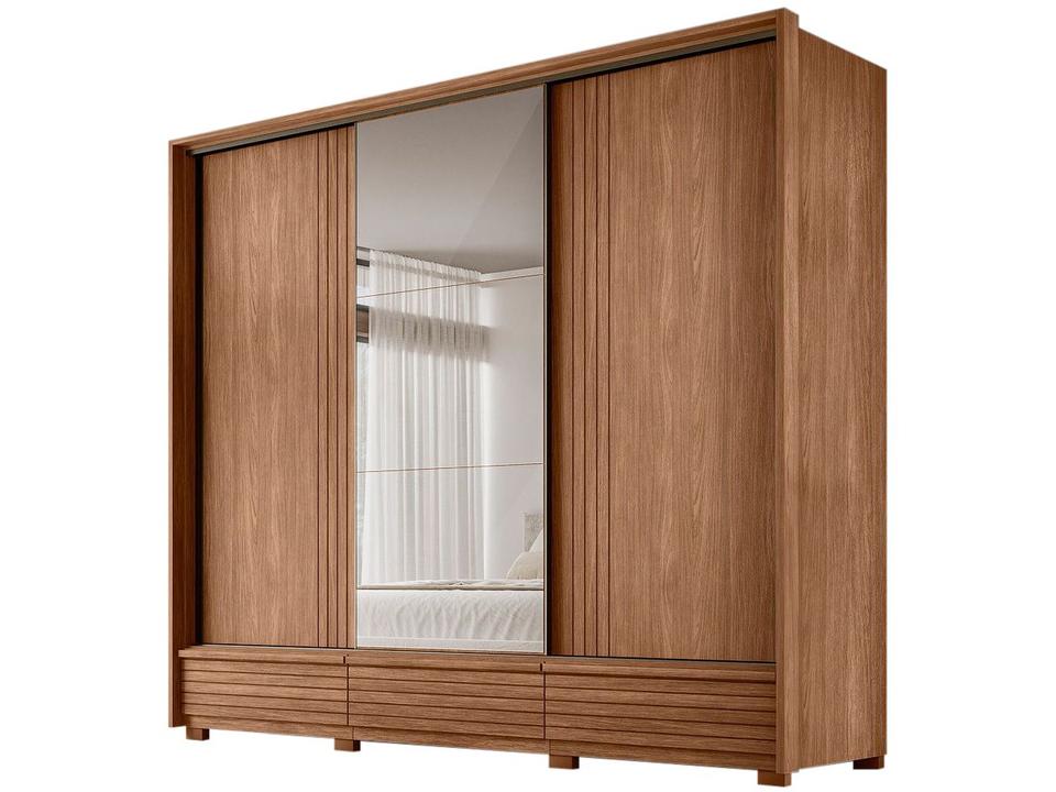 Guarda-roupa Casal com Espelho 5 Gavetas 3 Portas de Correr Santos Andirá Democrata - 8