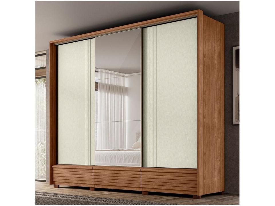 Guarda-roupa Casal com Espelho 5 Gavetas 3 Portas de Correr Santos Andirá Democrata - 7