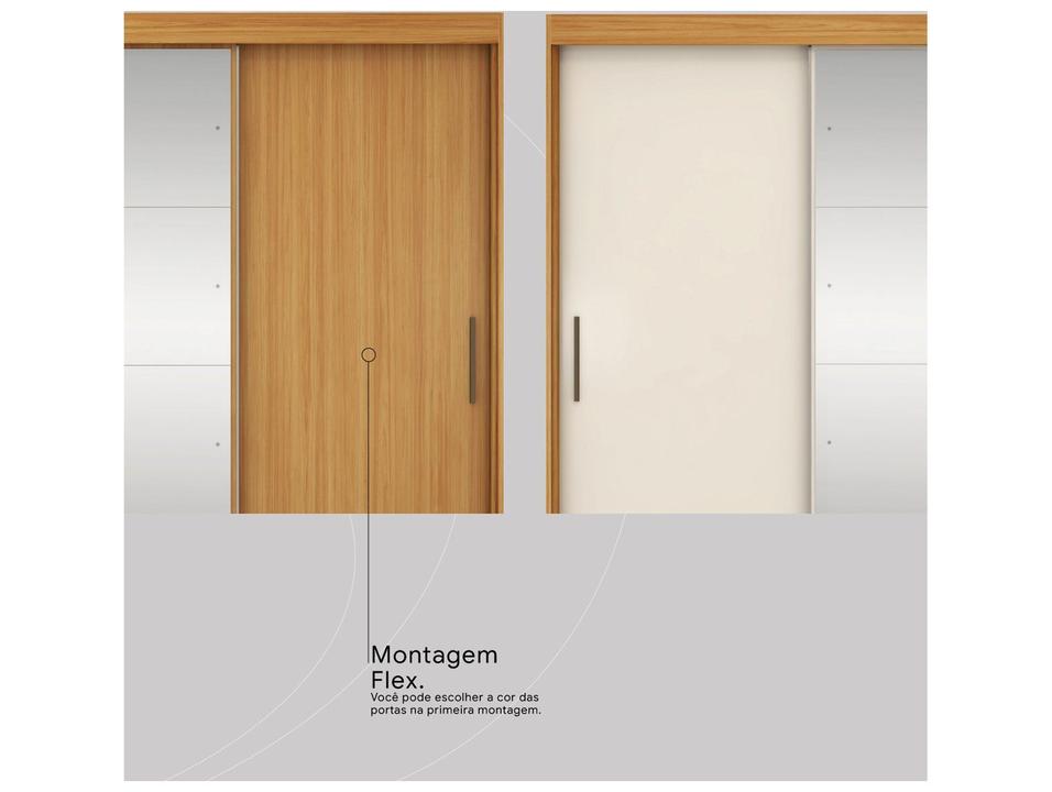 Guarda-roupa Casal com Espelho 6 Gavetas 3 Portas de Correr Demobile Londres - 8