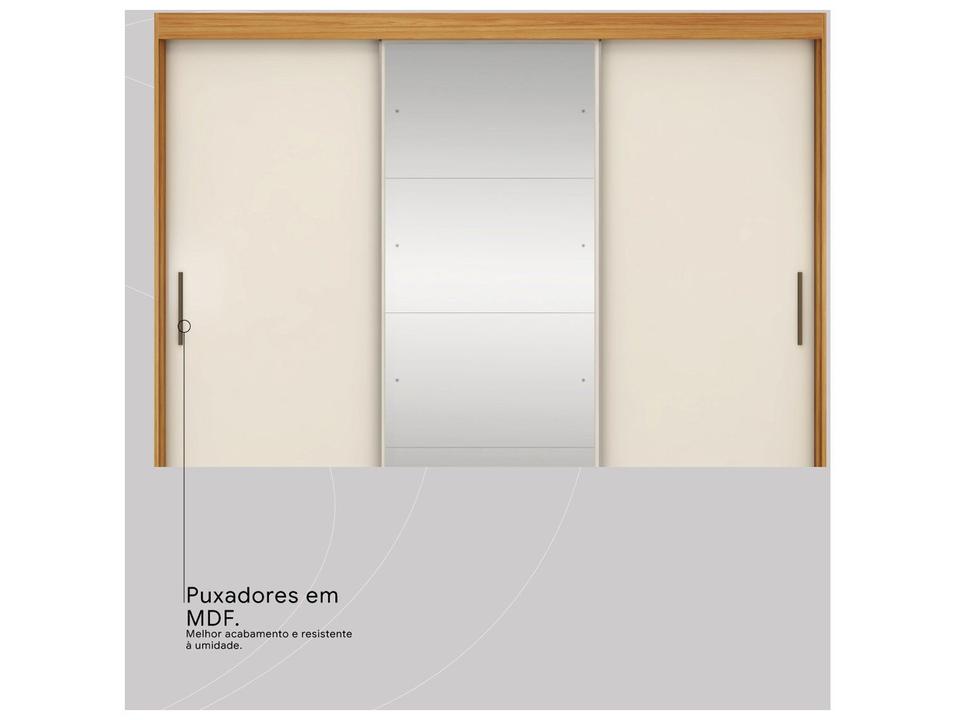 Guarda-roupa Casal com Espelho 6 Gavetas 3 Portas de Correr Demobile Londres - 9