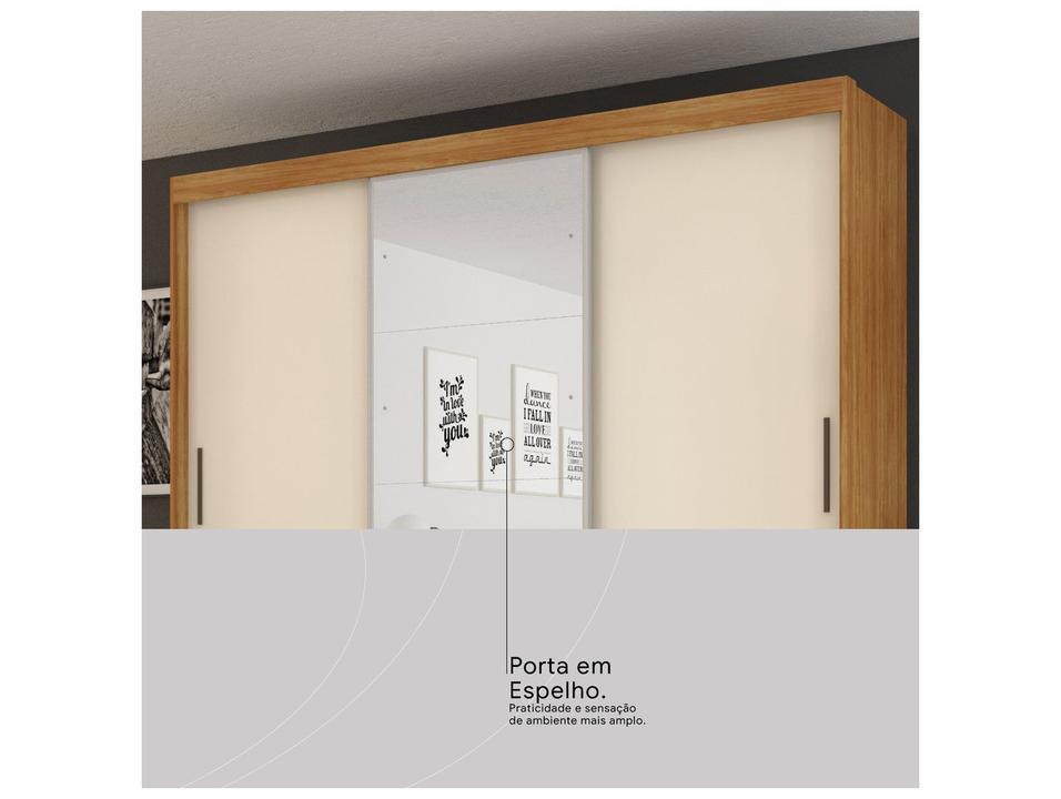 Guarda-roupa Casal com Espelho 6 Gavetas 3 Portas de Correr Demobile Londres - 7