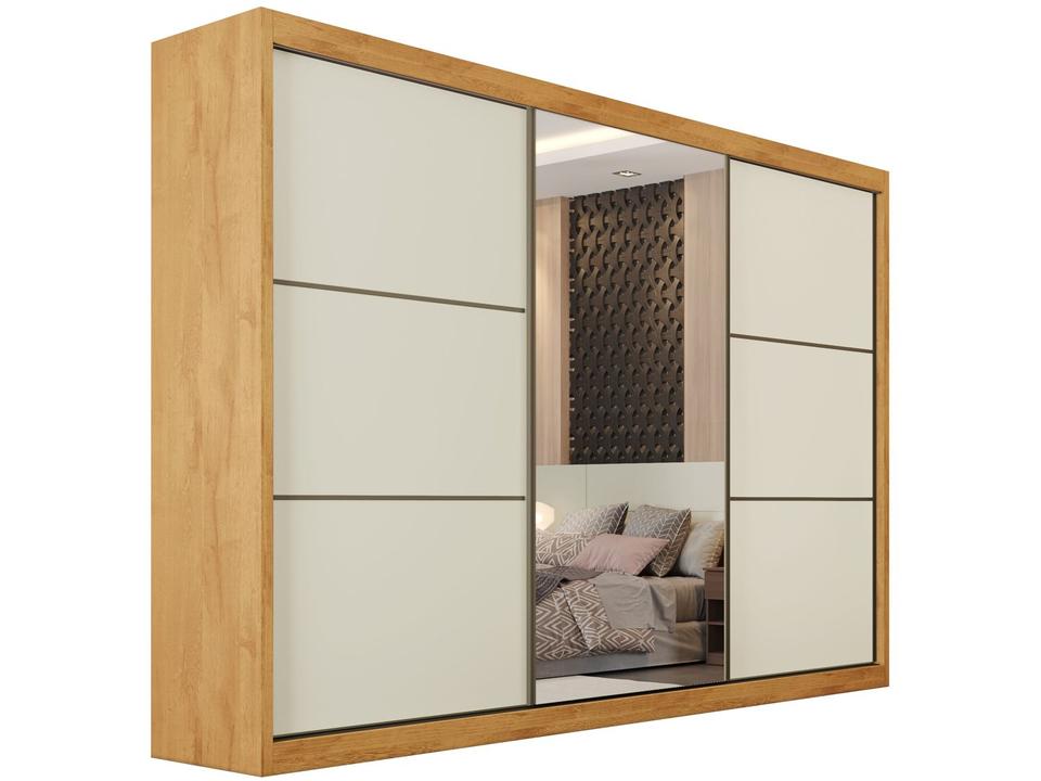 Guarda-roupa Casal com Espelho 6 Gavetas 3 Portas de Correr Móveis Europa Bragança - 3