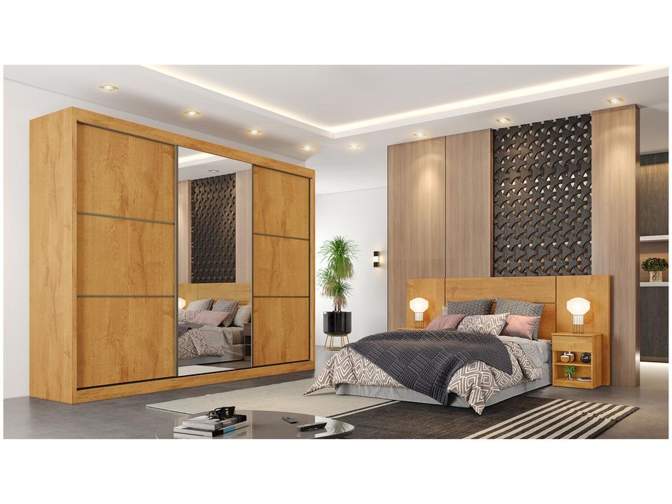 Guarda-roupa Casal com Espelho 6 Gavetas 3 Portas de Correr Móveis Europa Bragança - 2