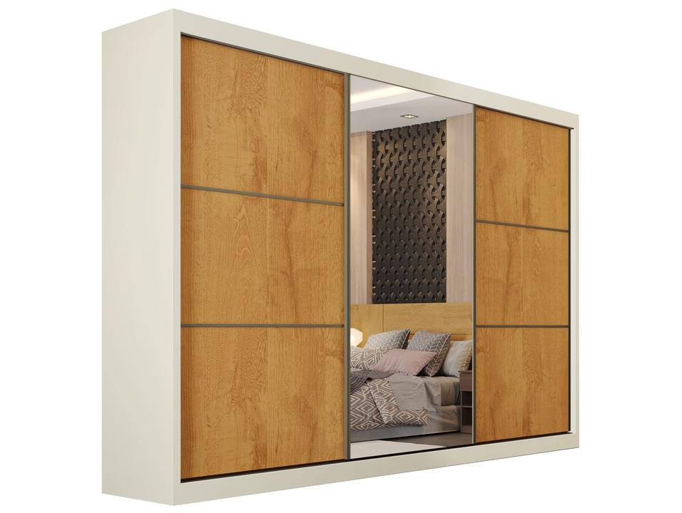 Guarda-roupa Casal com Espelho 6 Gavetas 3 Portas de Correr Móveis Europa Bragança - 4