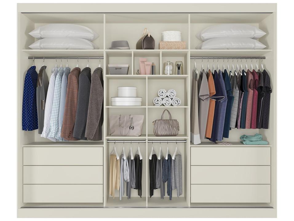 Guarda-roupa Casal com Espelho 6 Gavetas 3 Portas de Correr Móveis Europa Bragança - 3