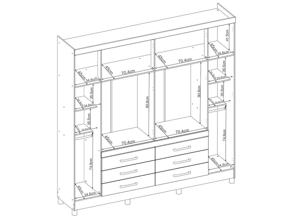Guarda-roupa Casal com Espelho 6 Gavetas 6 Portas Demobile - 11
