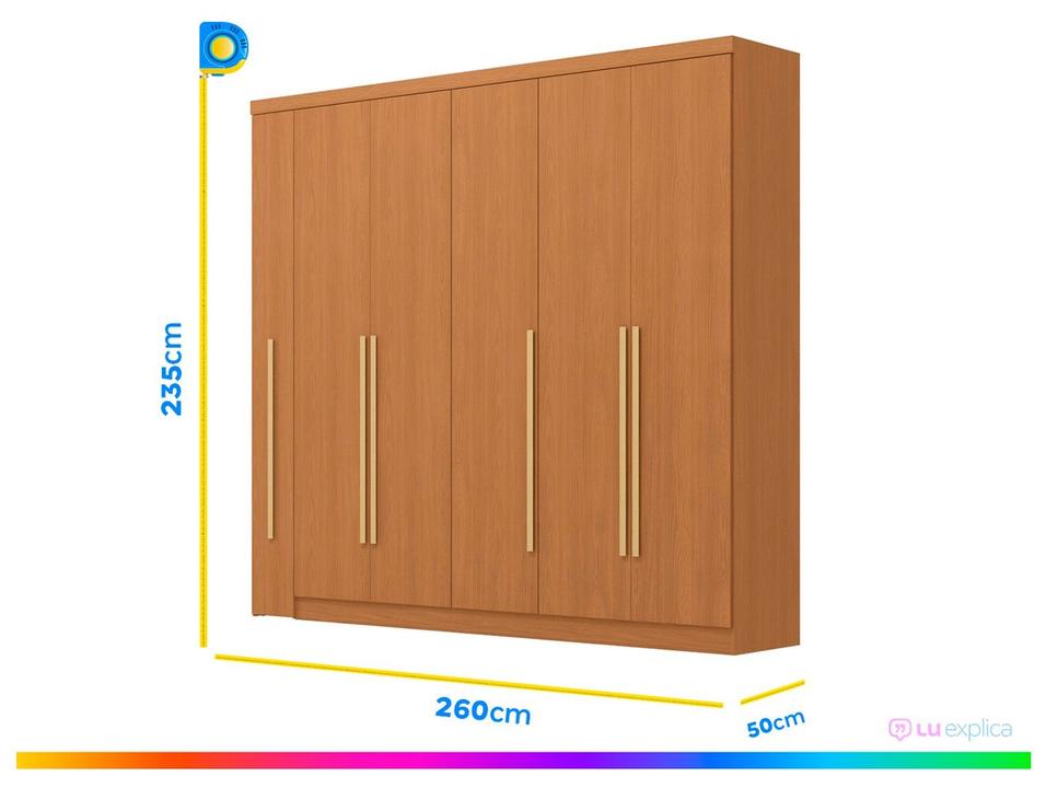 Guarda-roupa Casal com Espelho 6 Gavetas 6 Portas Kappesberg Dakota Classic - 4