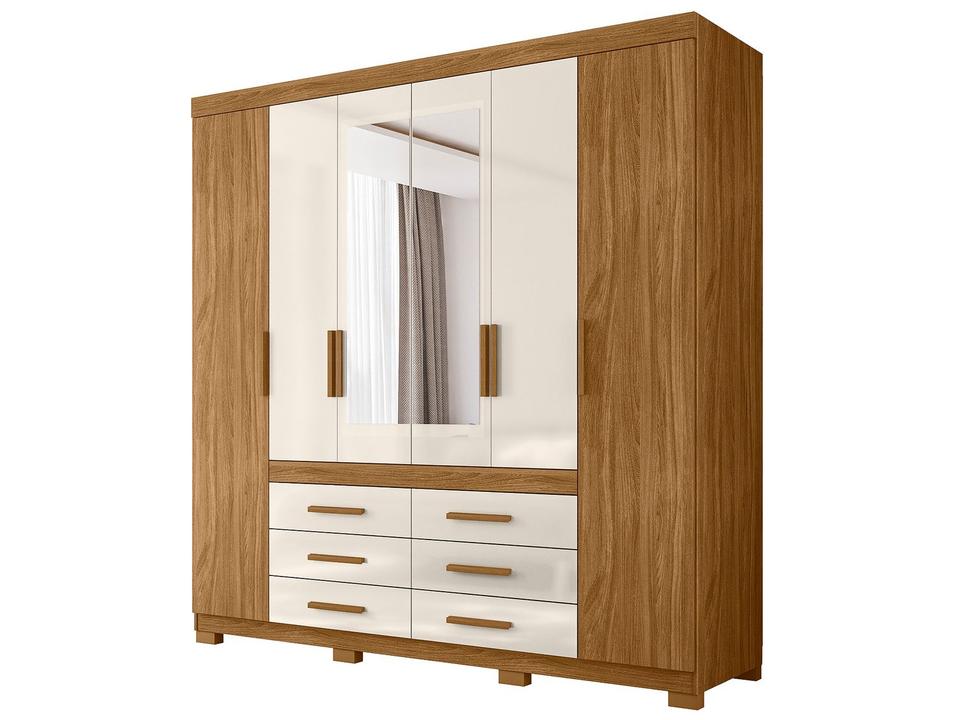 Guarda-roupa Casal com Espelho 6 Gavetas 6 Portas Moval França - 10