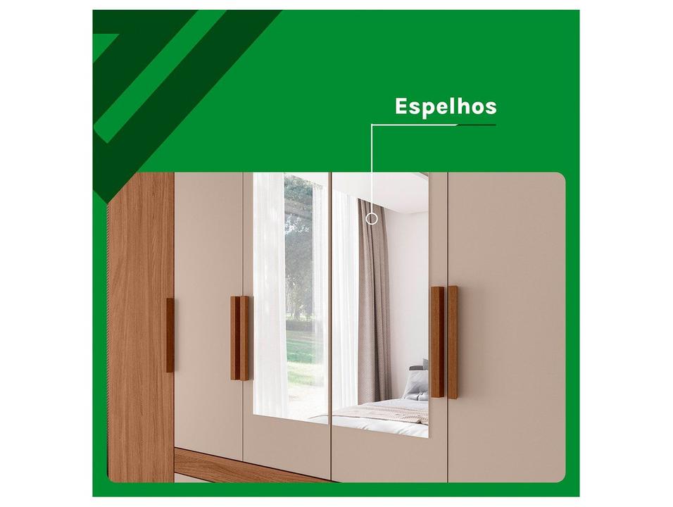 Guarda-roupa Casal com Espelho 6 Gavetas 6 Portas Moval França - 6