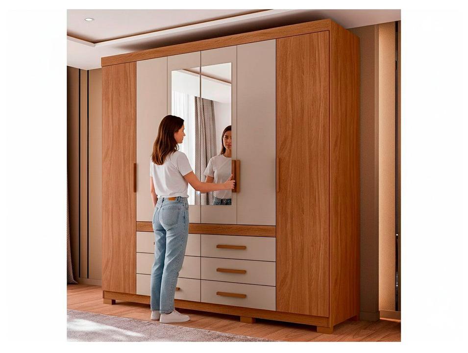 Guarda-roupa Casal com Espelho 6 Gavetas 6 Portas Moval França - 1