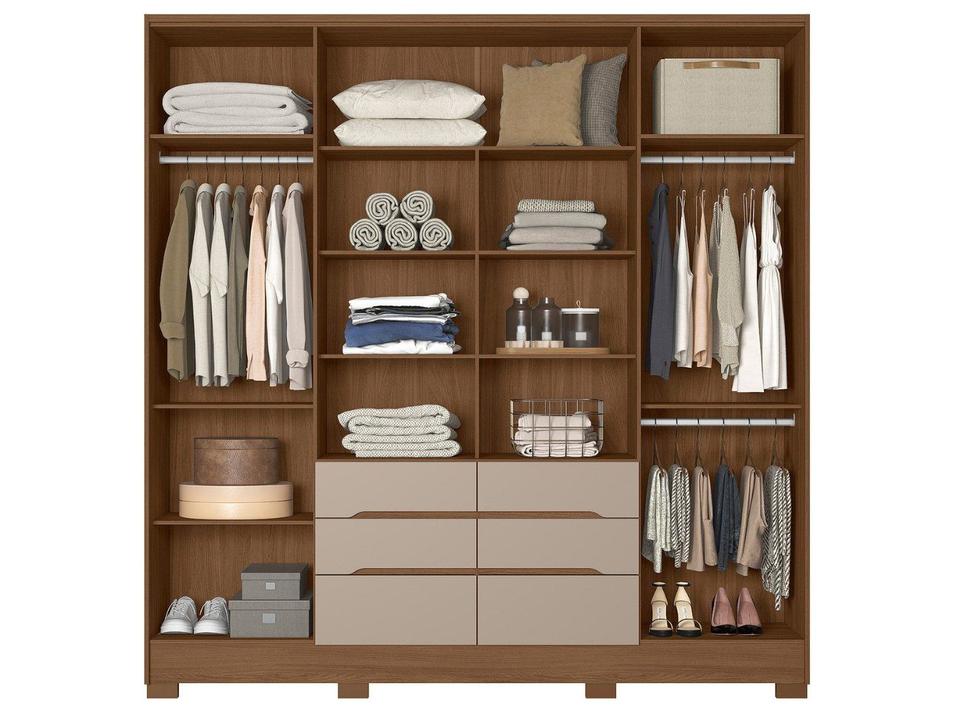 Guarda-roupa Casal com Espelho 6 Gavetas 6 Portas Moval Móveis Crystal San Francisco - 2